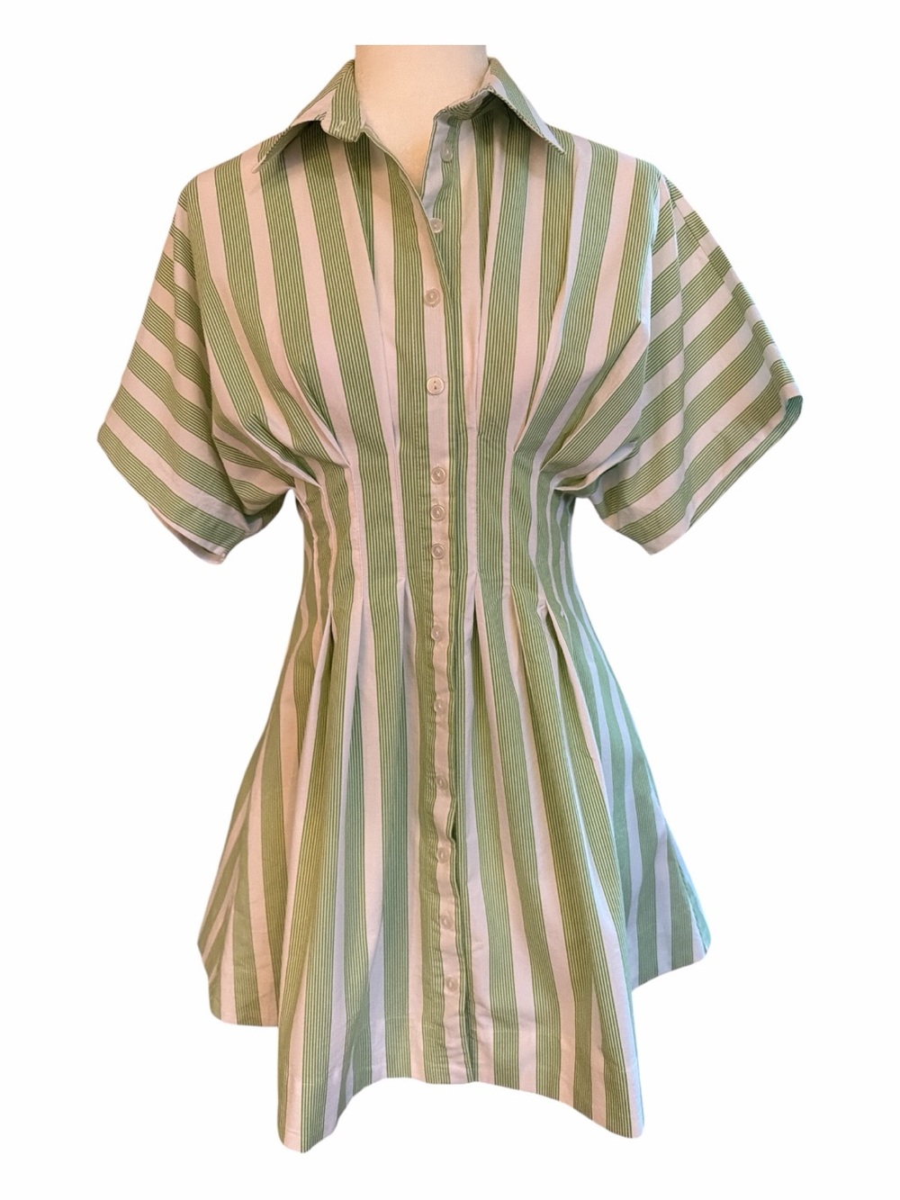 Anthropologie The Tobie Mini Shirt Dress by Exquise Button Front Green Size XS - Picture 5 of 14